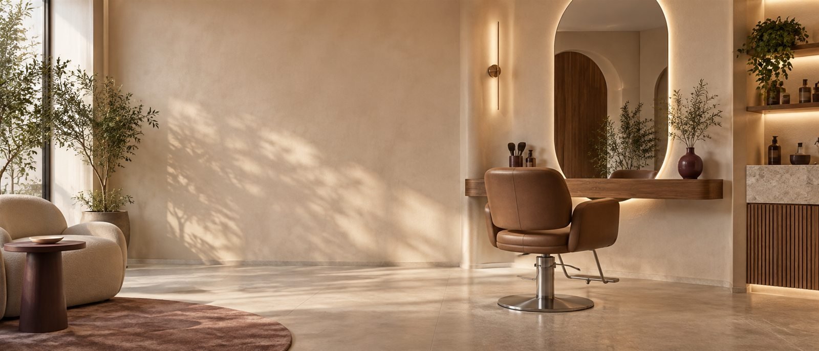 Espaço de beleza organizado e acolhedor